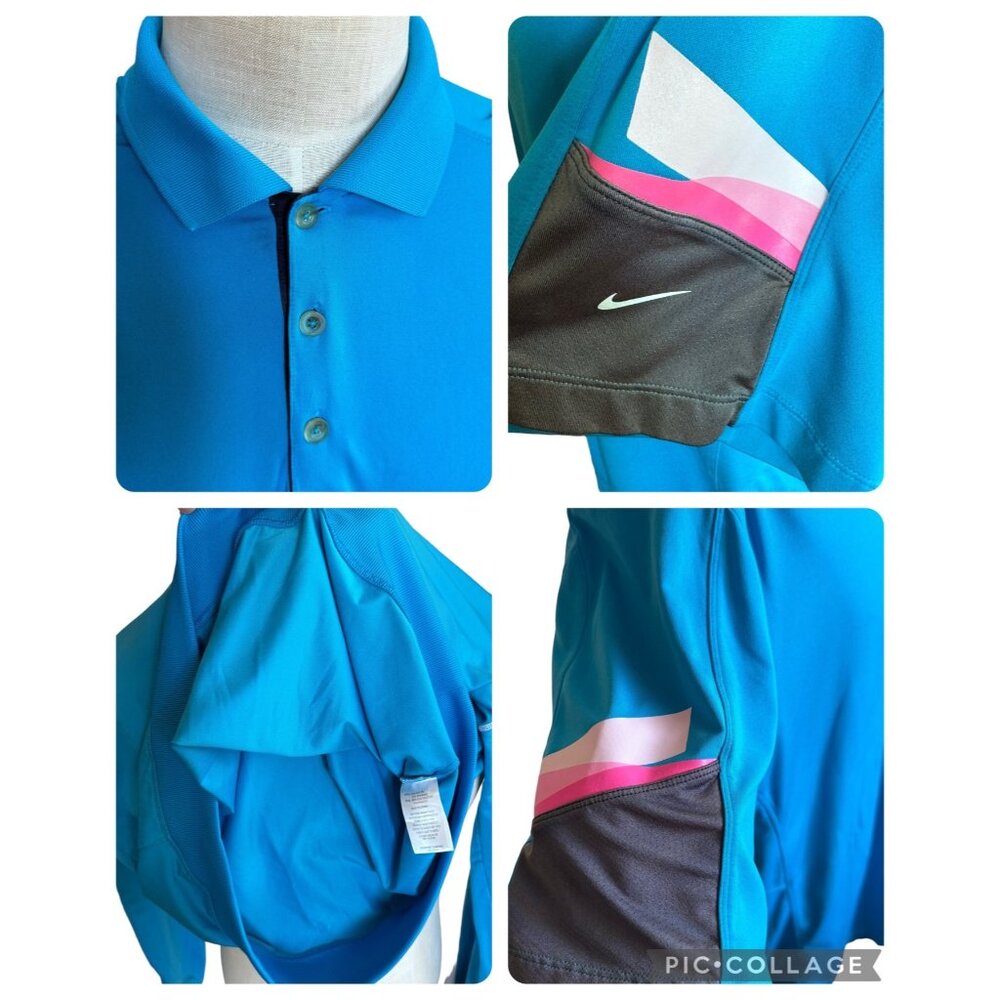 Nike Golf Tour Performance Dri Fit Polo Shirt Men XL Blue Colorblock S/S Logo S - Picture 7 of 14